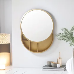 2023 new simple Nordic bathroom mirror bathroom mirror with storage cabinet round mirror