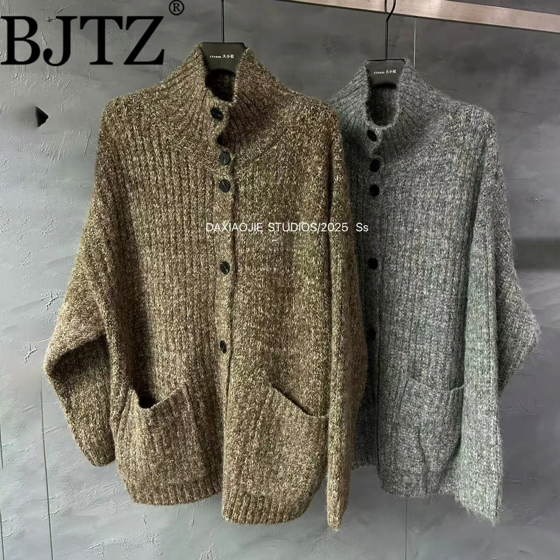 

BJTZ Women’s Button Front Cardigan Gray Casual Cozy Minimalist Premium Quality Elegant Knit Sweater Autumn 2025 Fashion