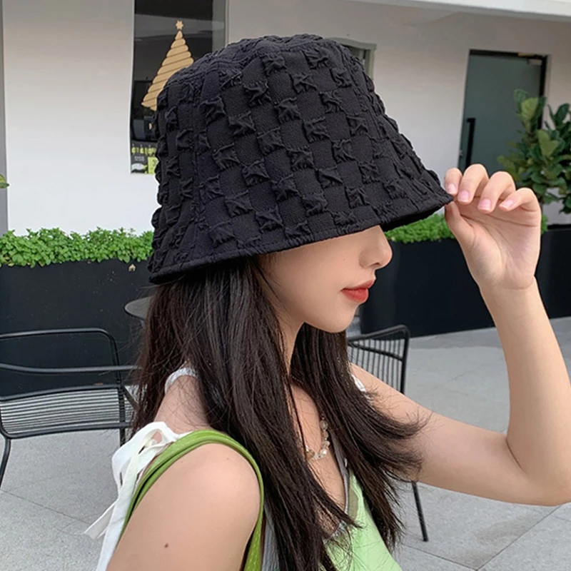 Spring Summer Thin Lace Bucket Hat Women Lady Wide Brim Fordable Panama Sun Cap Outdoor Beach Tour Fisherman Caps