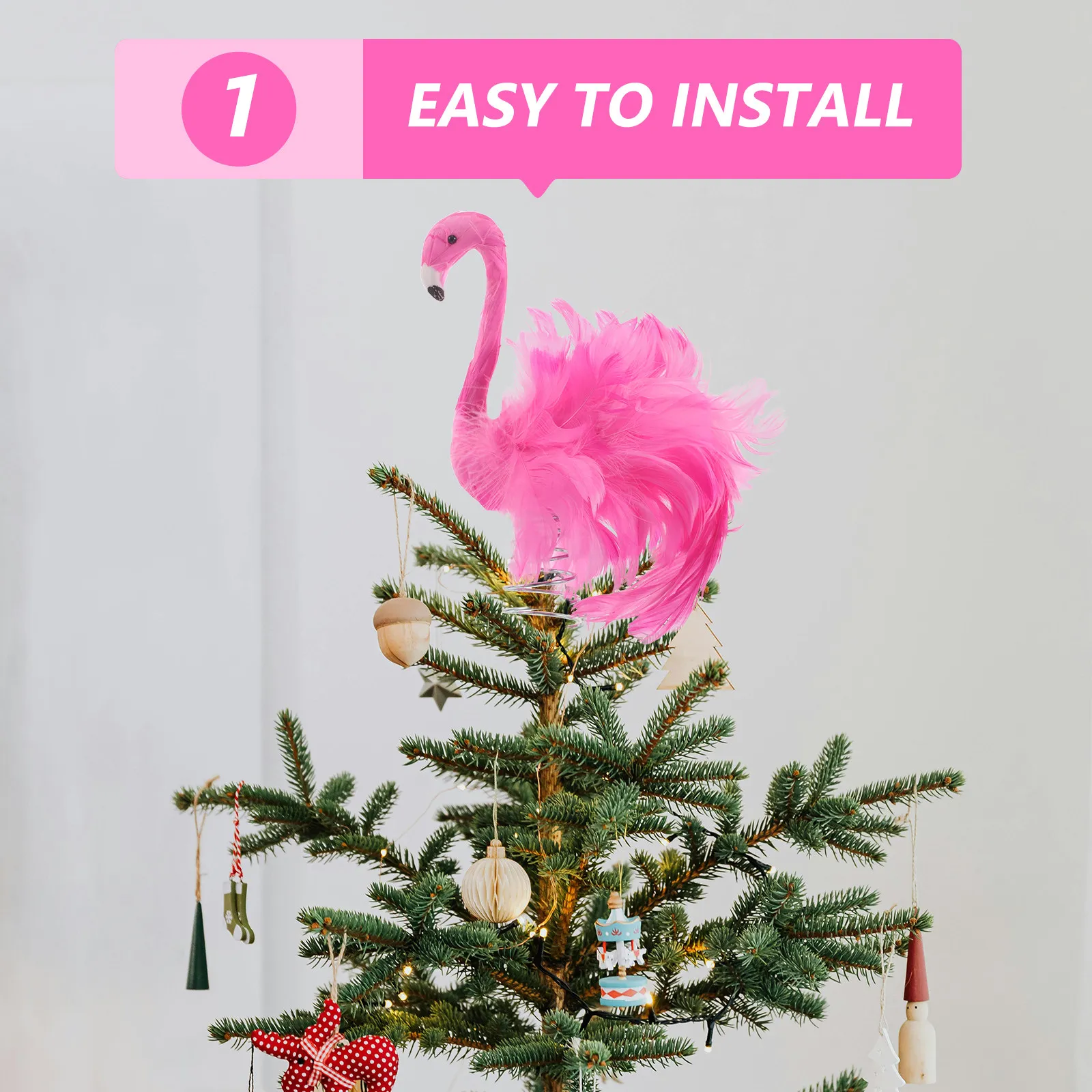 

Mini Flamingo Tree Topper Artificial Pink Romantic Valentine Ornament Christmas Tree Flamingo Christmas Ornaments