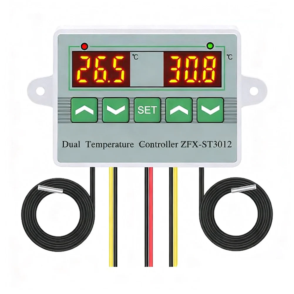 220V Smart Electronic Thermostat Dual Temperature Controller ZFXST3012 with Clear Digital Display and Calibration Function