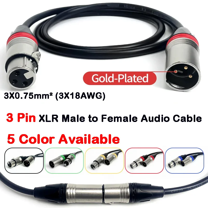 

3Pin XLR Cable Male to Female Sound Cannon Microphone Cable for Mixer Amplifier Balanced Analog Audio Cord XLR Extension Cable