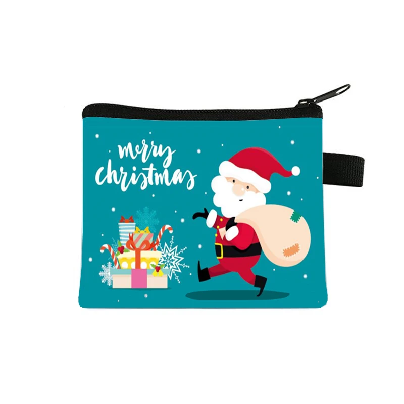Merry Christmas Short Wallet for Students Card Bag, Pocket Change Purse Cute Coin Purse, Small Pouch, Boys and Girls Storage Bag