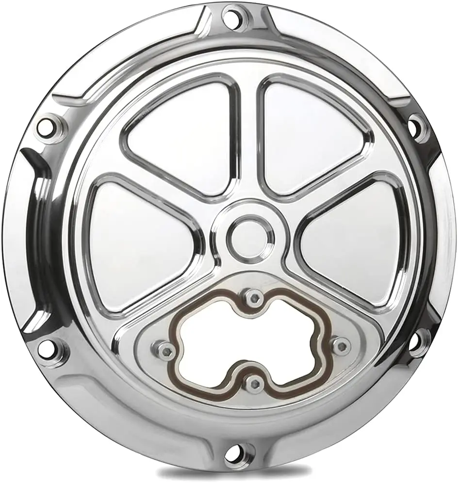 Engine CNC 6 Hole Chrome Plated Transparent Derby Cover For Sportster 1200 Custom XL1200C 883 SuperLow XL883L 05-19