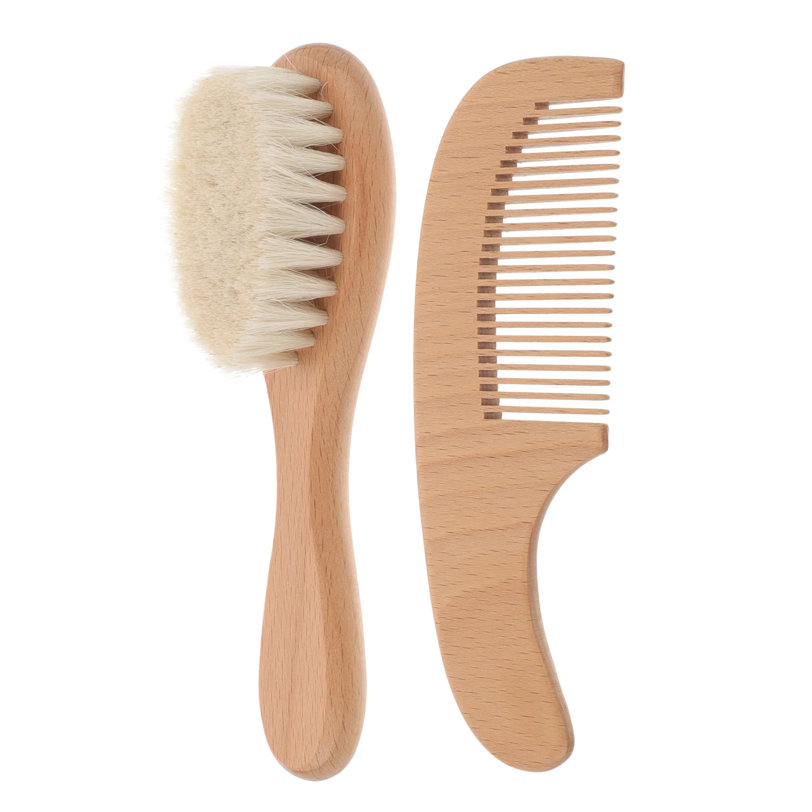 

1Set Baby Bath Brush Wood Handle Soft Bristle Hair Comb Scalp Care Newborn Hair Grooming Baby Brush and Comb Set