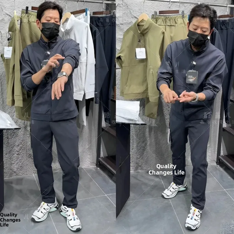 Leavo Johnson Breathable Texture Sportswear Casual Autumn Winter Set Men's Long Sleeve Sweatshirt And Long Pants Couple Outfits