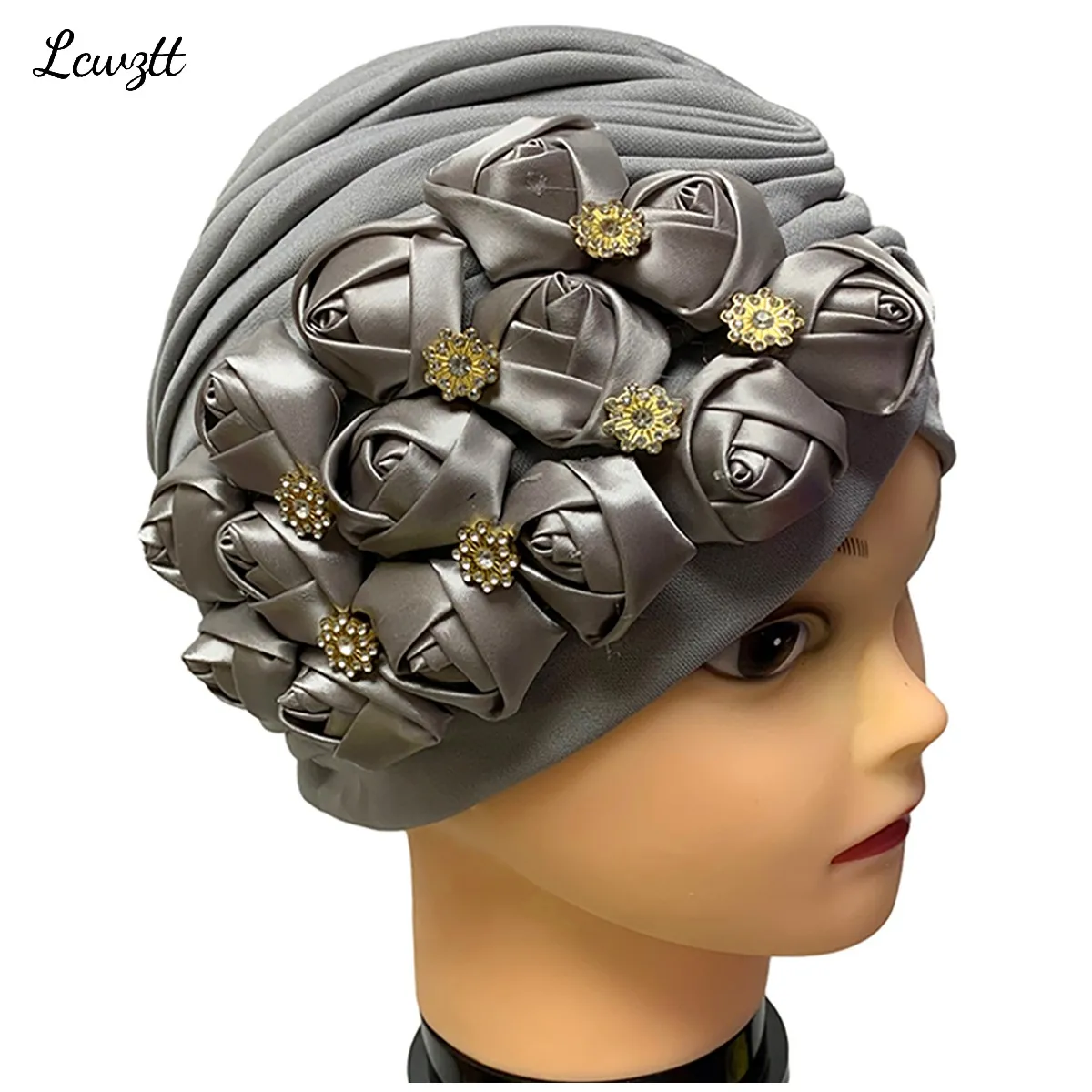 Wholesale 6/12 Piece Best Selling Flannel Hat Women\'s Cap Forehead Cross Muslim Base Scarf Indian National Style Pearl Headdress