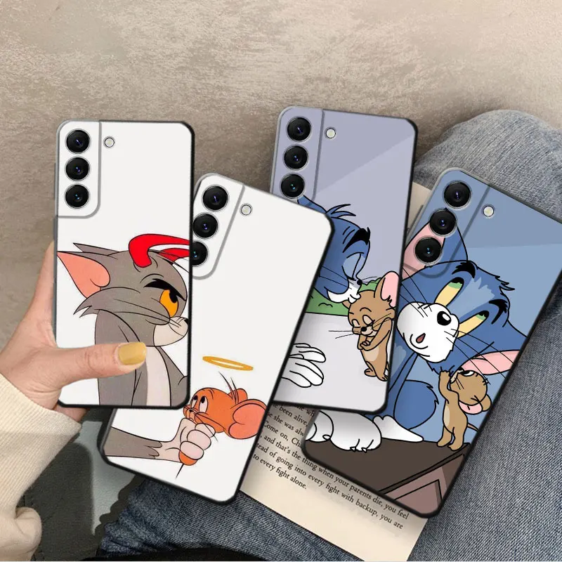 Phone Case for Samsung Note 20 S23 S22 S21 Ultra Galaxy S20 FE S10 S10E Silicone Cases Love Couple Selfie Tom And Jerry