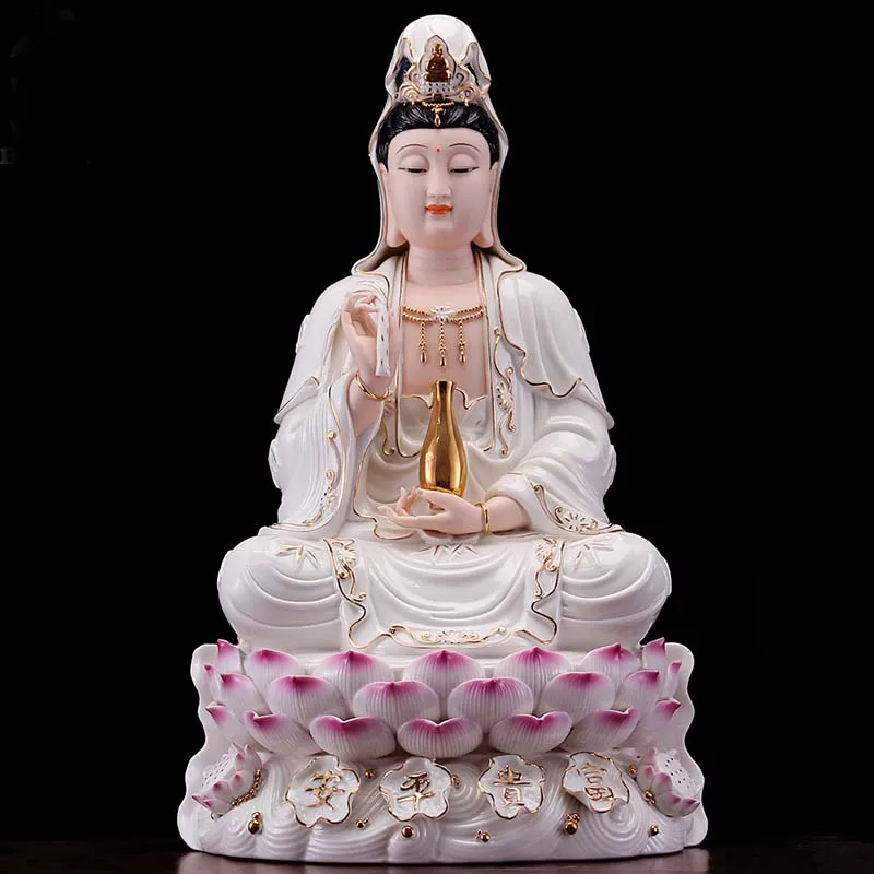 TOP high-grade God home family efficacious Talisman FENG SHUI Handmade Guanyin Buddha Porcelain carving Sculpture statue