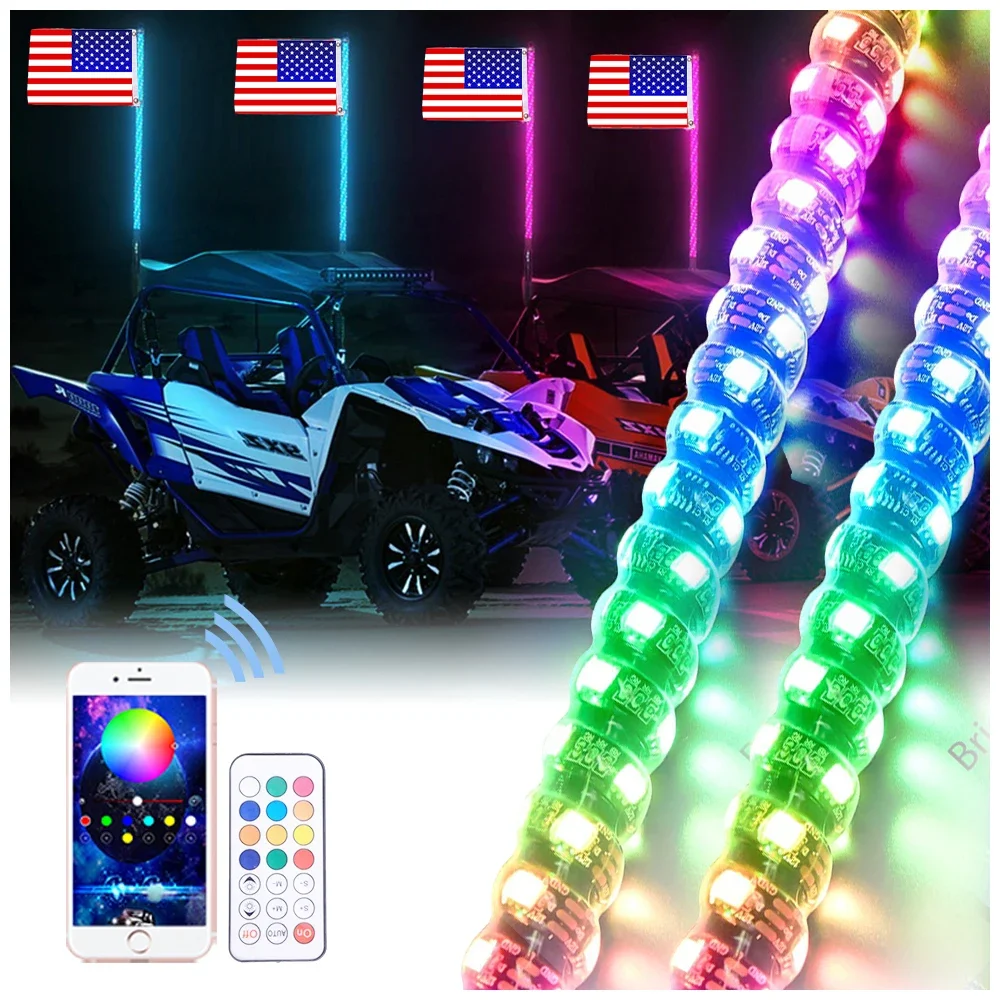 Tail Rgb Flowing Dream Chasing Off-Road Rgb Remote Control Car Accessories Led Coloured Whip Buggy Flag Lights Pole