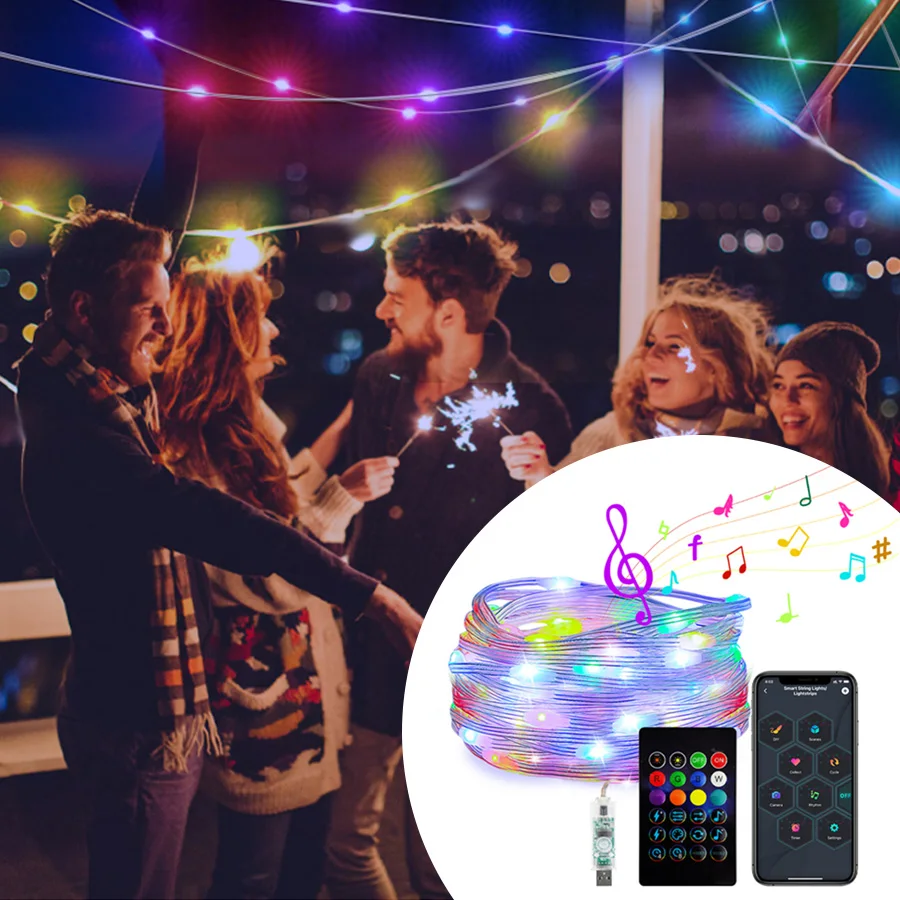 

10M USB LED Light String Intelligent Bluetooth RGBIC Decorate Atmosphere Light Suitable for Home Party Holiday Decoration Light