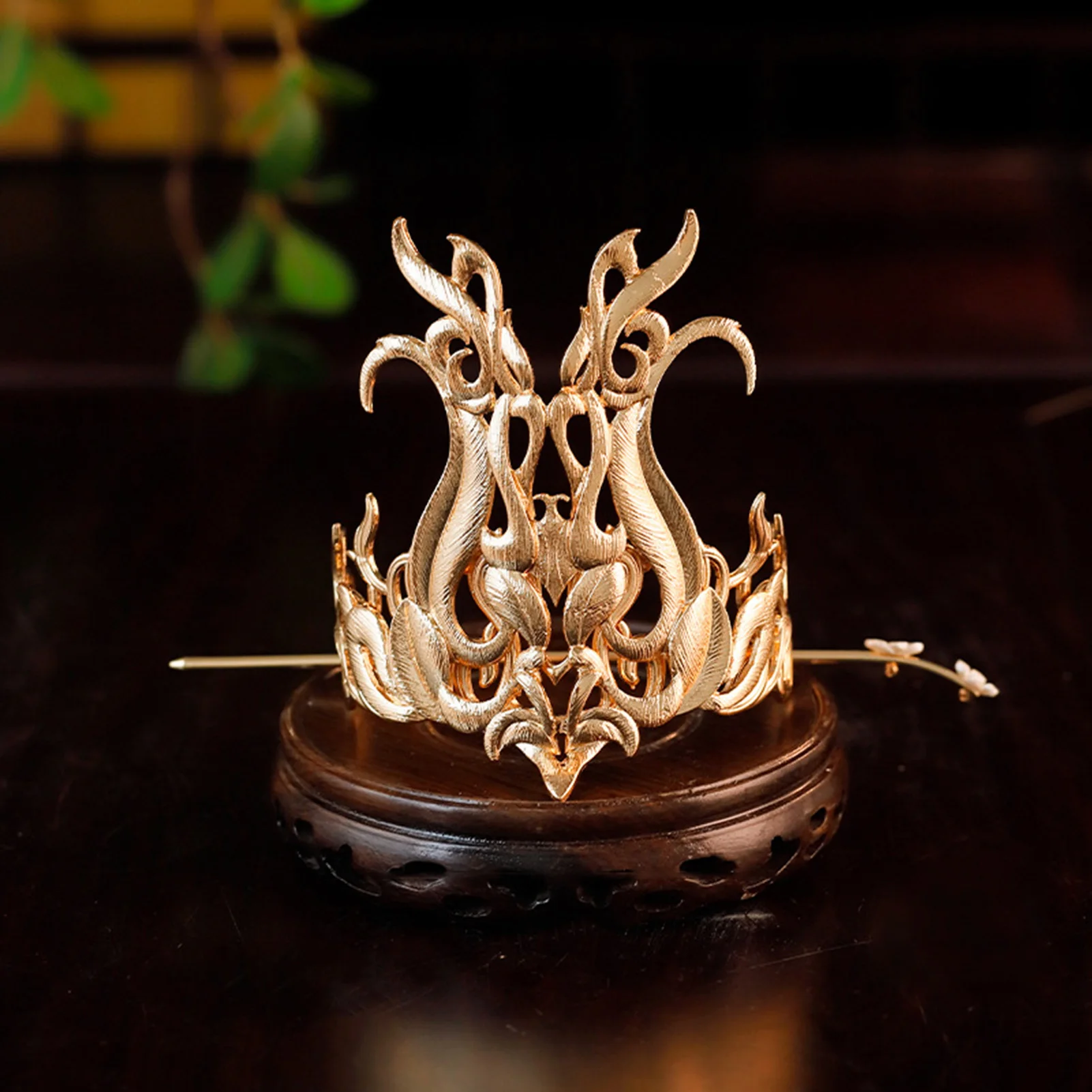 Ancient Hanfu Hairpin With Crown Unisex Metal Crystal Hair Stick Chinese Style Cosplay Parties Tiaras Retro Prom Hair Jewelry
