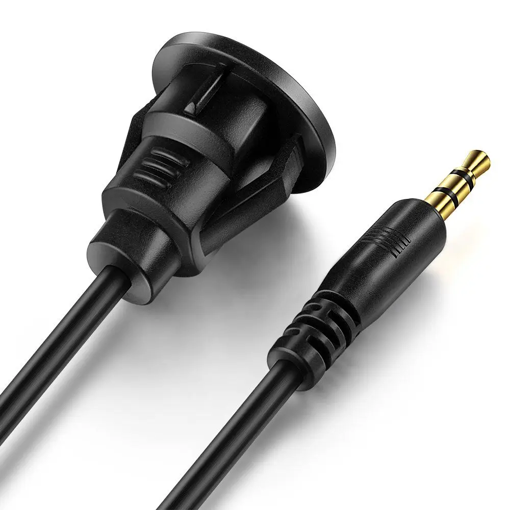 3.5mm Male to Female AUX Audio Jack Waterproof Extension Cable Car Truck Dashboard Panel Flush Mount Cable for Car