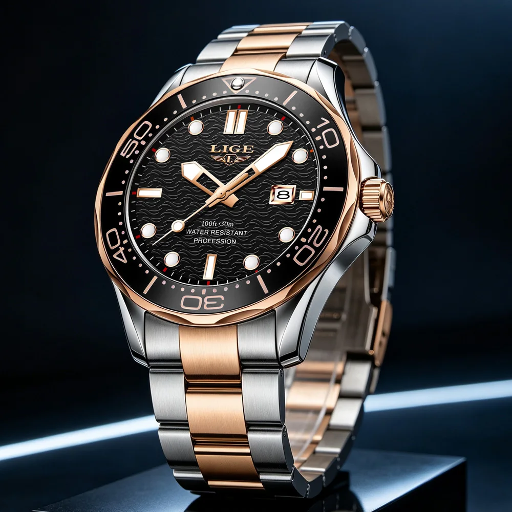 

LIGE New Watch Men Luxury Brand Business Watch Luminous Waterproof Male Clock Calendar Man Quartz Wristwatches Relogio Masculino