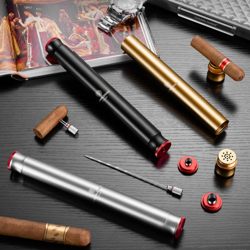 

Five-in-One Multifunctional Cigar Tube Fashion Metal Hydrating Cigar Tube