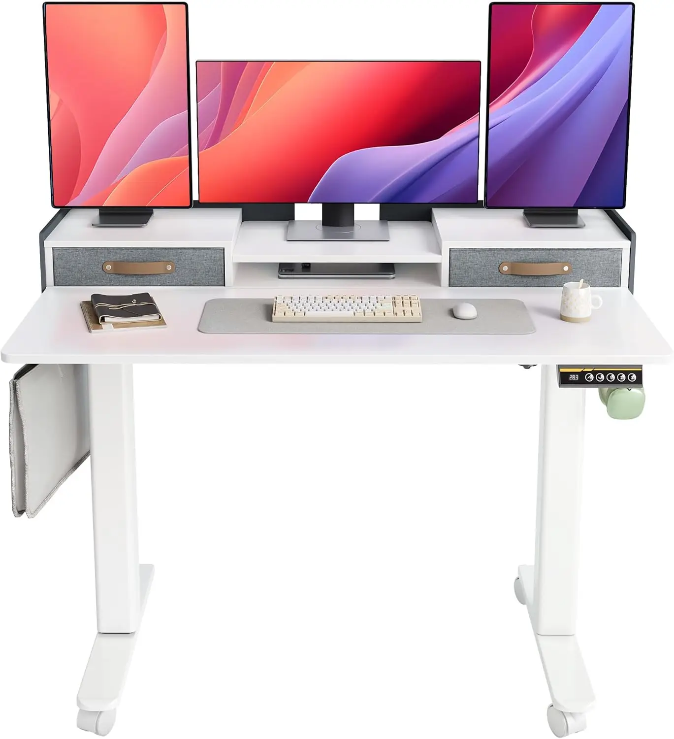 

Electric Standing Desk with Drawers, Adjustable Height Stand Up Desk, 48 inch Electric Sit Stand Computer Desk for Home Office