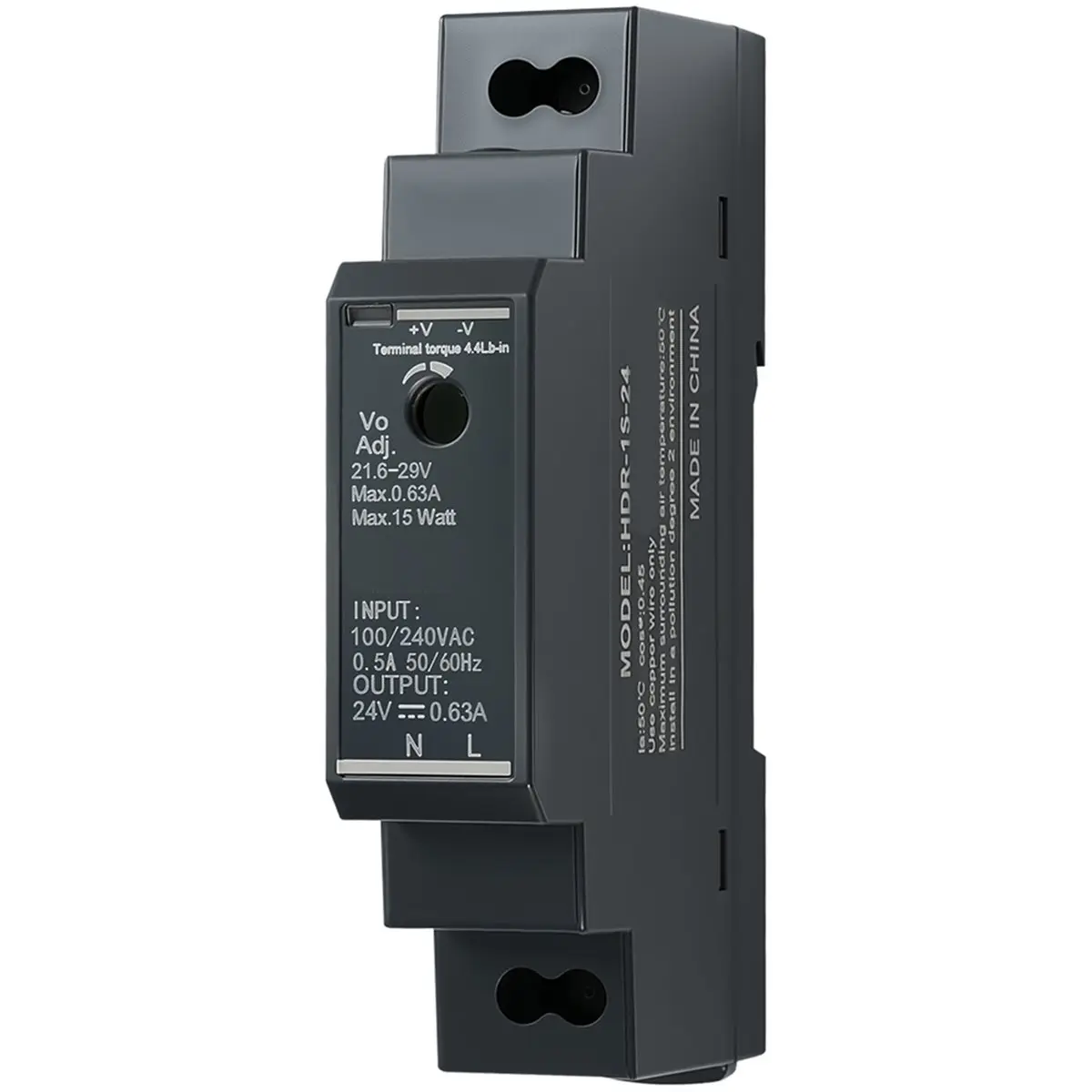 A50U DIN Rail Power Supply 24V DC 0.63A 15W, Input 100-240V AC 50/60Hz DIN Rail Transformer for Home or Industrial Automation