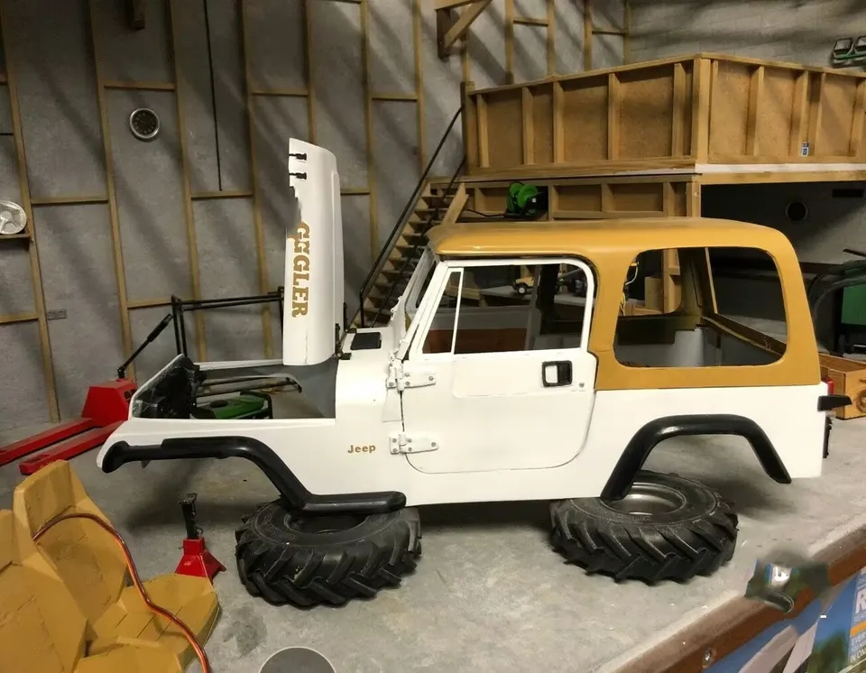 ジープラングラーyj用ハードボディ,珍しい白いシャーシ,1:10スケール