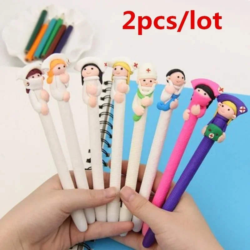 

2 Pieces/lot Cute Character Doctor Nurse Polymer Ballpoint Pen Creative Stationery Office Student Supplies