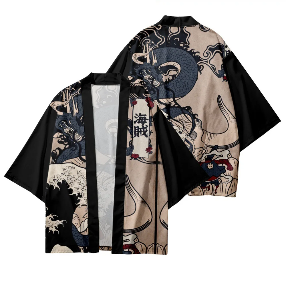 Japanese Traditional Samurai Kimono Men's Japanese Traditional Pattern Cosplay Haori Women's Cardigan Yukata Summer Robe