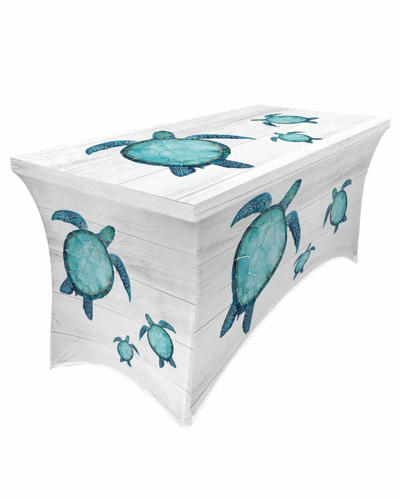 Summer Beach Sea Turtle Wood Grain Table Skirt Wedding Decoration Home Birthday Party Table Skirt Dessert Table Cover Home Decor