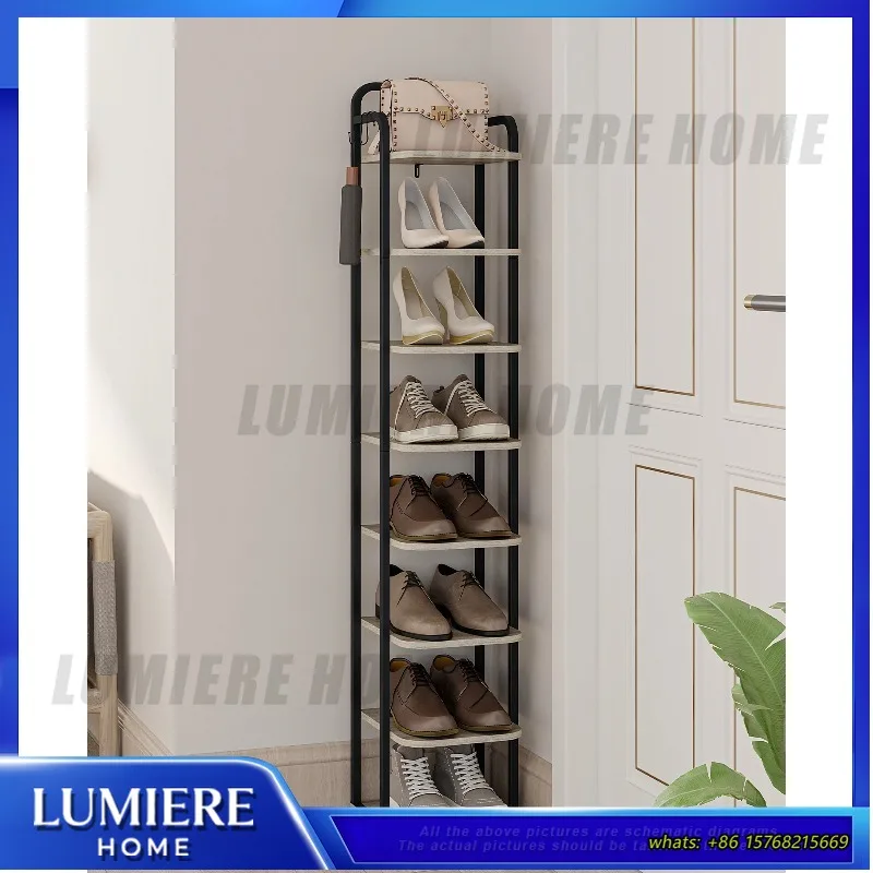 

Vertical Shoe Rack Wooden Shoe Organizer for Closet Entryway Small Space Free Standing Shoe Tower Shelves Storage Solution