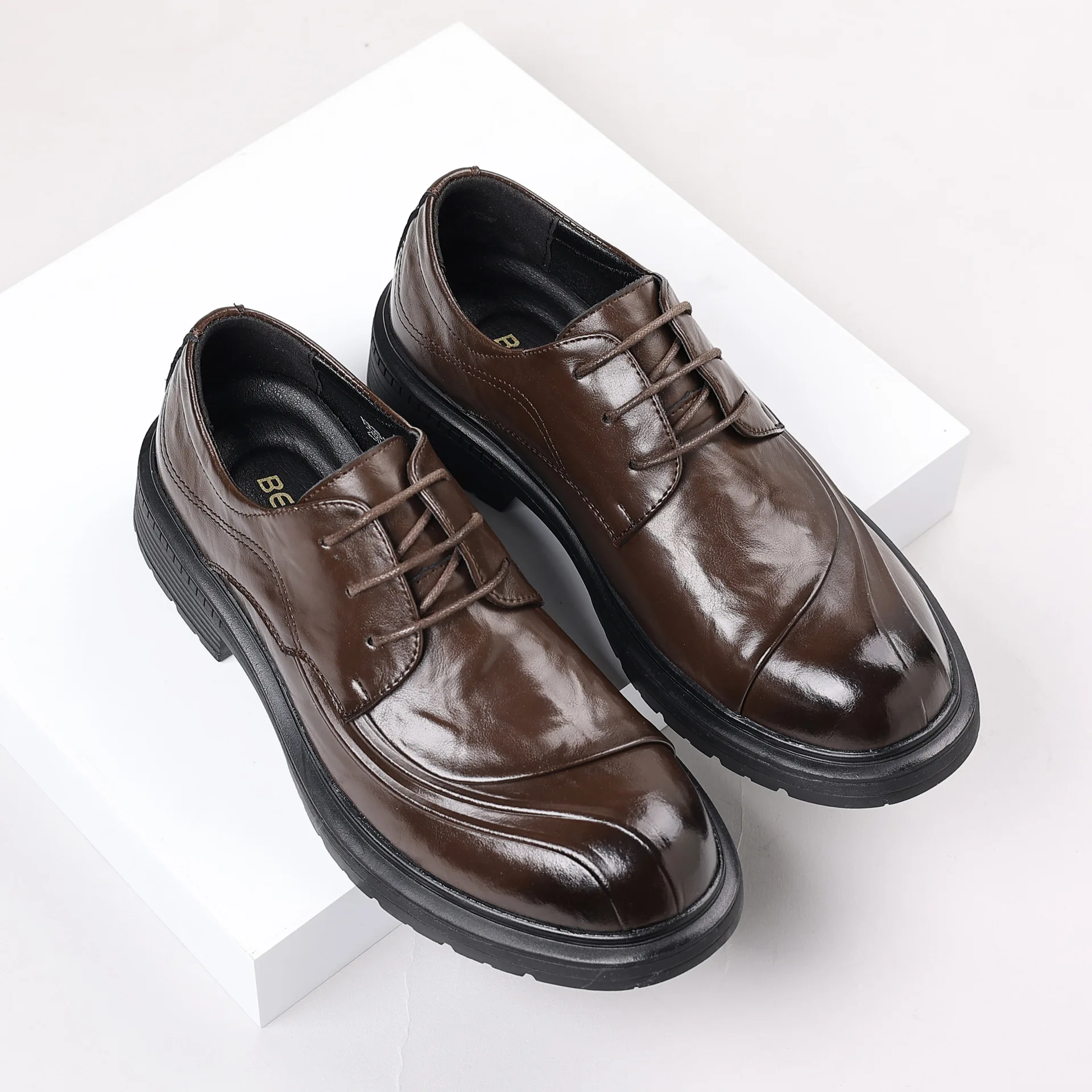 Men's Business Casual Leather Shoes Formal British Style Work Versatile Commuter Dress Shoes Wedding Groom Shoes