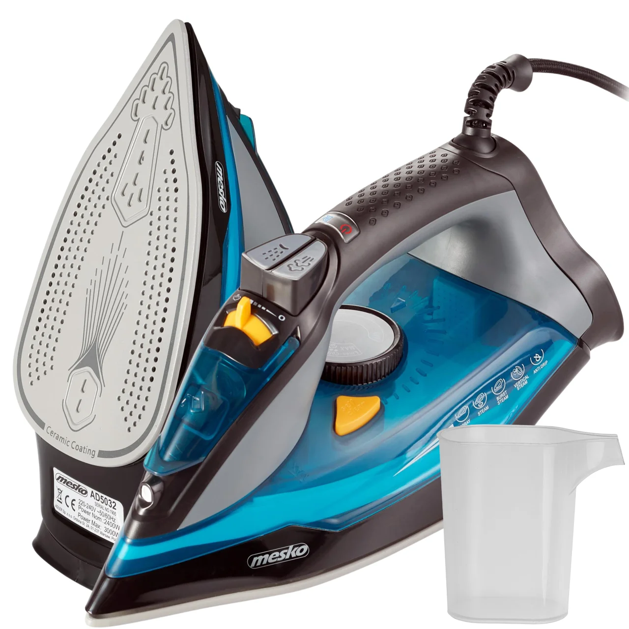 Stoomstrijkijzer 3000 W Functies Brandweerman Anti-Calc Anti-Drip Verticaal Strijken Stoom 80 g/min Sproeier 0,5 g/uitwerpen