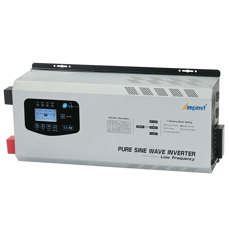 Pure sine wave off grid inverter 1000 watt 3000 watt 5000 watt 12v 24v 48v to 220v ac battery charger lithium batteries