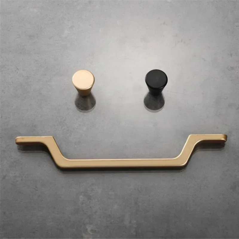 

Dresser Drawer Pulls Cupboard Wardrobe Door Knobs Furniture Handle Hardware Black Aluminum Alloy Kitchen Cabinet Handles