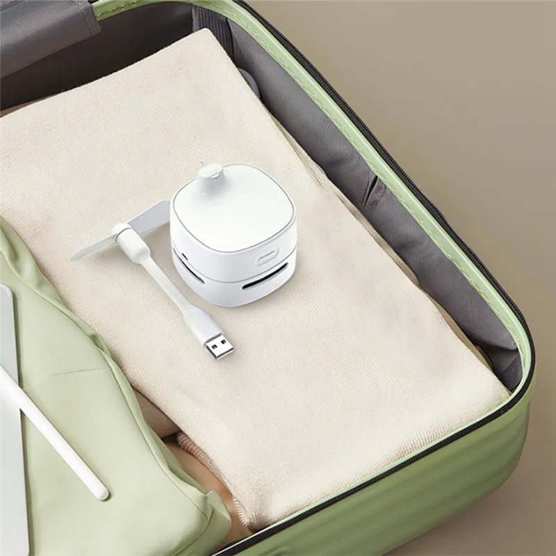 B52C مكنسة كهربائية متعددة الوظائف المنزل المحمولة مروحة صغيرة طالب ثلاثة في واحد لمبة مكتب سطح المكتب مكنسة كهربائية 8X6.5 سنتيمتر (أبيض