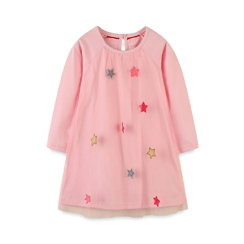 

Jumping Meters 2-7T Stars Princess Girls Dresses Autumn Spring Wedding Kids Dresses Long Sleeve Party Kids Birthday Gifts