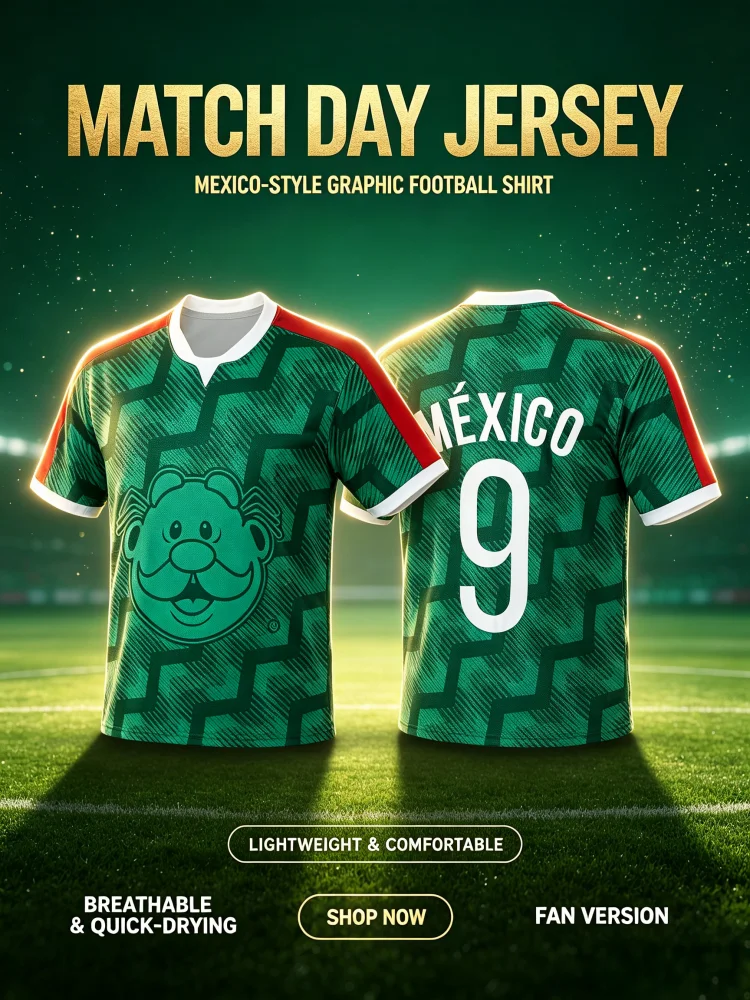 Sommer Mexiko Simi Fußballtrikot Grün Nummer 9 Vintage Grafik Kurzarm T-Shirt Fußball-Fan Freizeit-Sport Familien-Kinder-T-Shirts