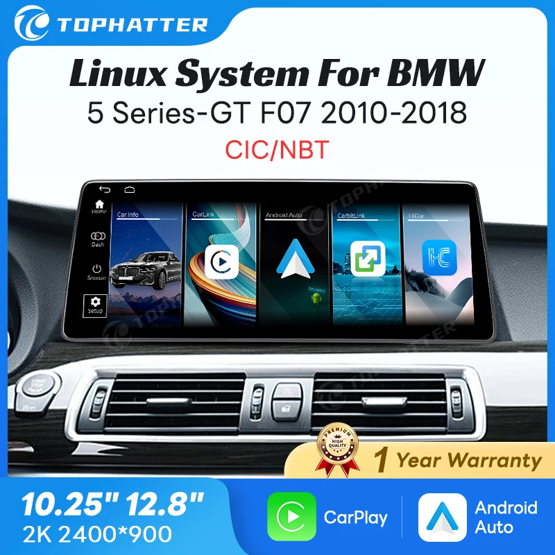 

For BMW 5 Series GT F07 2010-2018 - 10.25" 12.8" Linux Head Unit with Wireless CarPlay Android Auto - CIC NBT System Upgrade