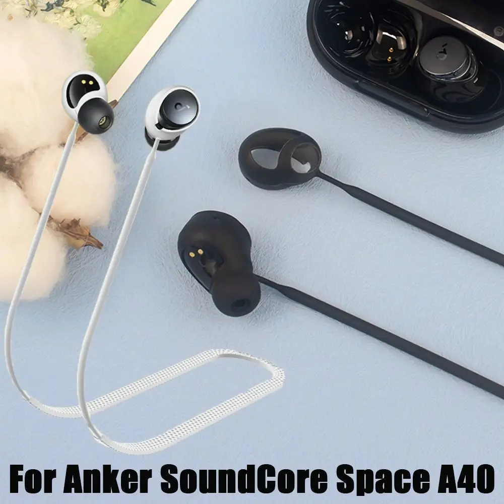 Silicone Anti-Lost Rope Hanging Neck Lanyard Compatible For Anker SoundCore Space A40 Bluetooth Earphone Cord Strap
