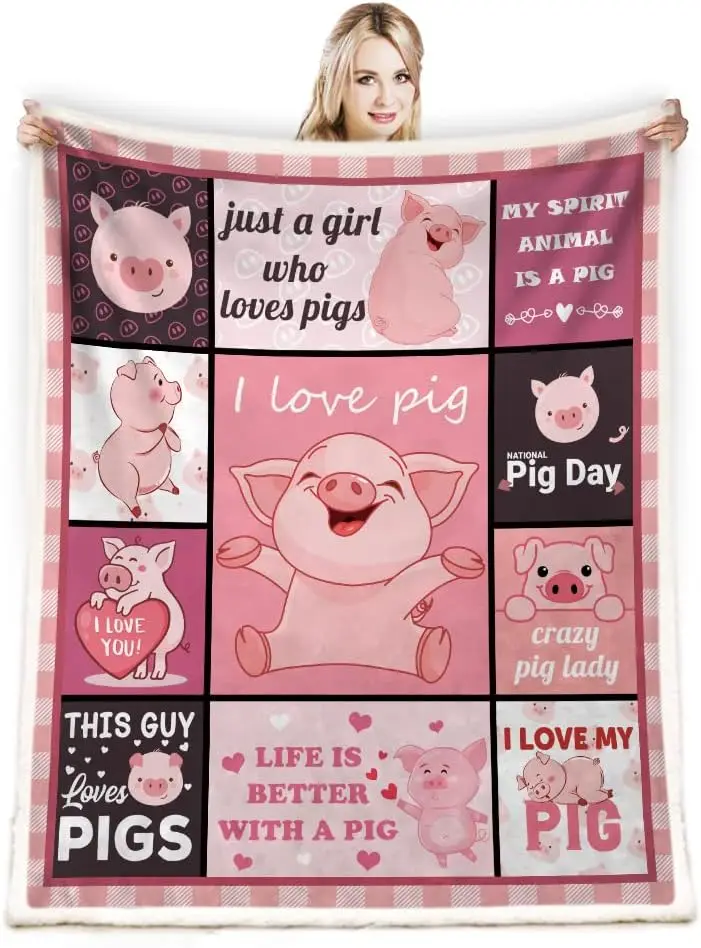 Pig Blanket Gifts for Pig Lovers Blanket Pig for Kids Just a Girl Like Pig Throw Blankets for Couch Bed Sofa Piggy Gifts