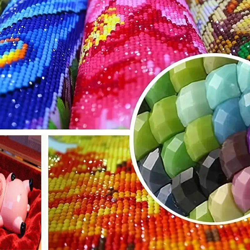 1PC 5D DIY Full Drill Diamond Painting Kit, Gambar Kartun Lucu Celengan Hewan Karakter Kristal Berlian, Seni Berlian untuk Dekorasi Rumah yang Menenangkan