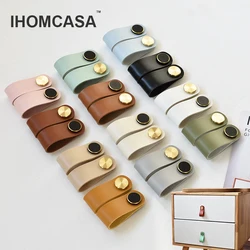 IHOMCASA Nordic Gold Brass Cabinet Knob Furniture Drawer Door Handle Kitchen Cabinet Pulls Wardrobe Handle Artificial Leather