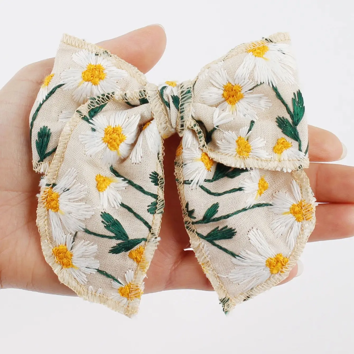 2pcs Kids Flowers Embroidery Large Bow Hair Clips Girls Daily Ponytail Decor Barrettes Children Party Fashion Hair Accessories