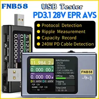 FNIRSI FNB58 USB Tester Voltmeter Ammeter TYPE-C Fast Charge Detection Trigger Capacity Measurement Ripple Measurement