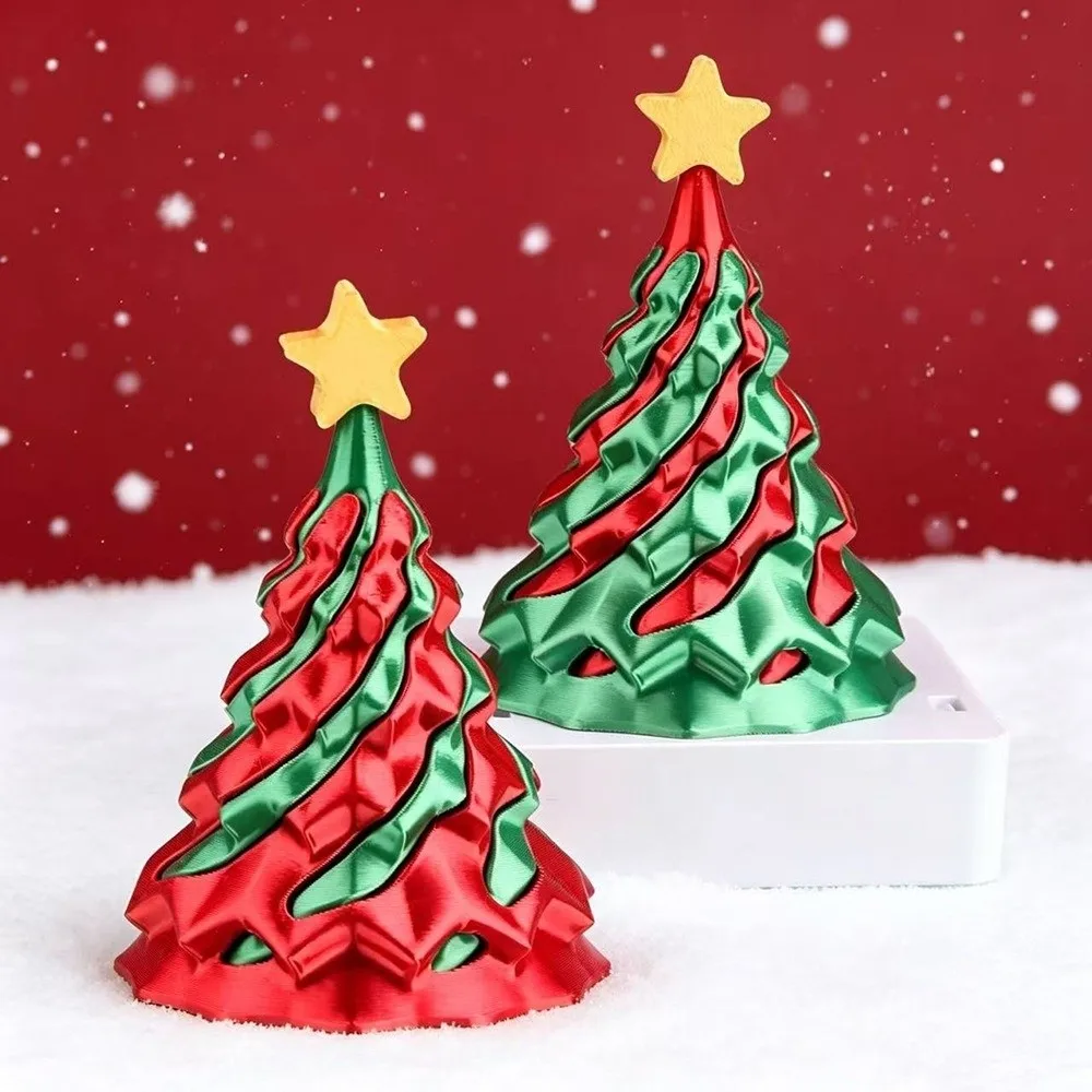 Desk Decor 3D Printed Christmas Tree Toy Dual Color Swirl Cone Fidget Toy Pyramid Shape Spiral Spiral Cone Toy Home Decoration