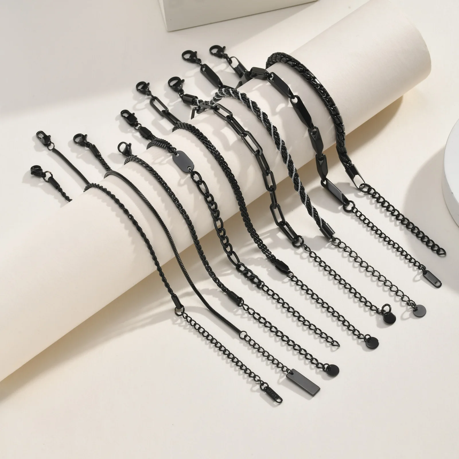 Vnox schwarzes Edelstahlarmband für Herren, Punk-Armband mit gemischten Kettengliedern, verstellbares Pulseira-Armband für Herren, Hip-Hop-Schmuck, Geschenk – Detail 8