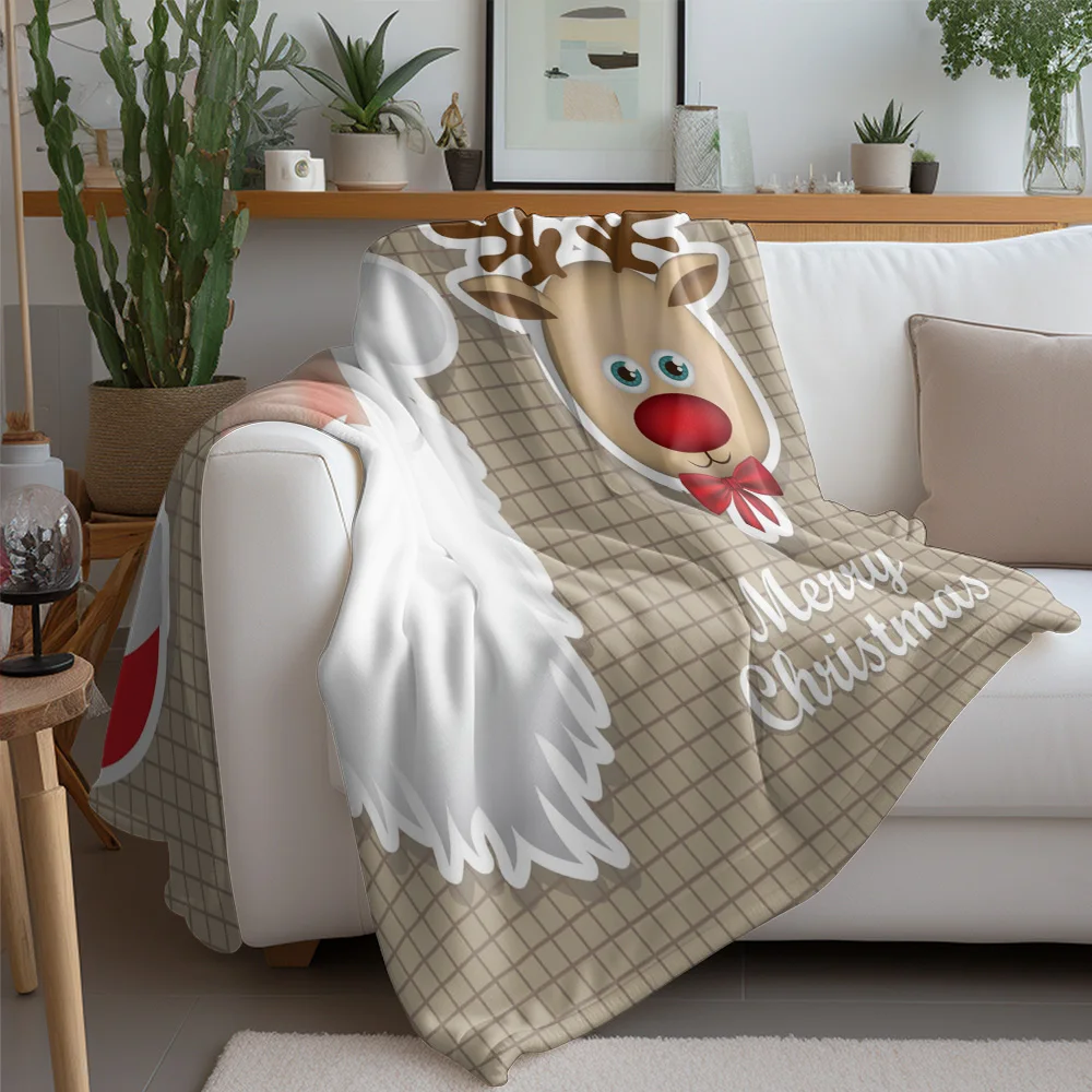 TU Cozy Christmas Throw Blanket Soft Festive Holiday Flannel Fleece Warm Winter Decor Gift Home Bedroom Living Room Cozy Throw