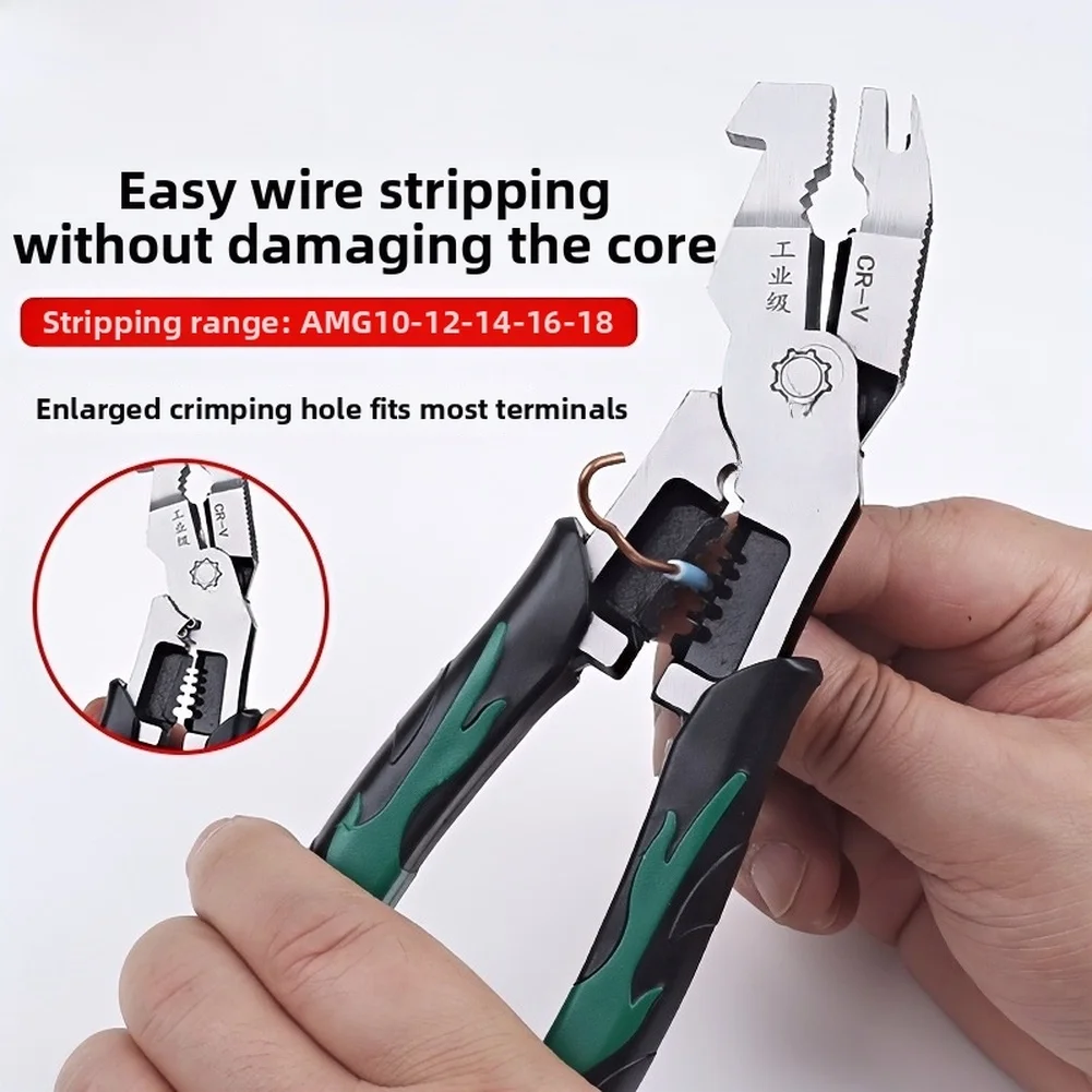 Industrial Wire Cutters With Bent Head Chrome Vanadium Steel For Snipping Steel Rope Iron Copper Cable Electrical Crimping Plier