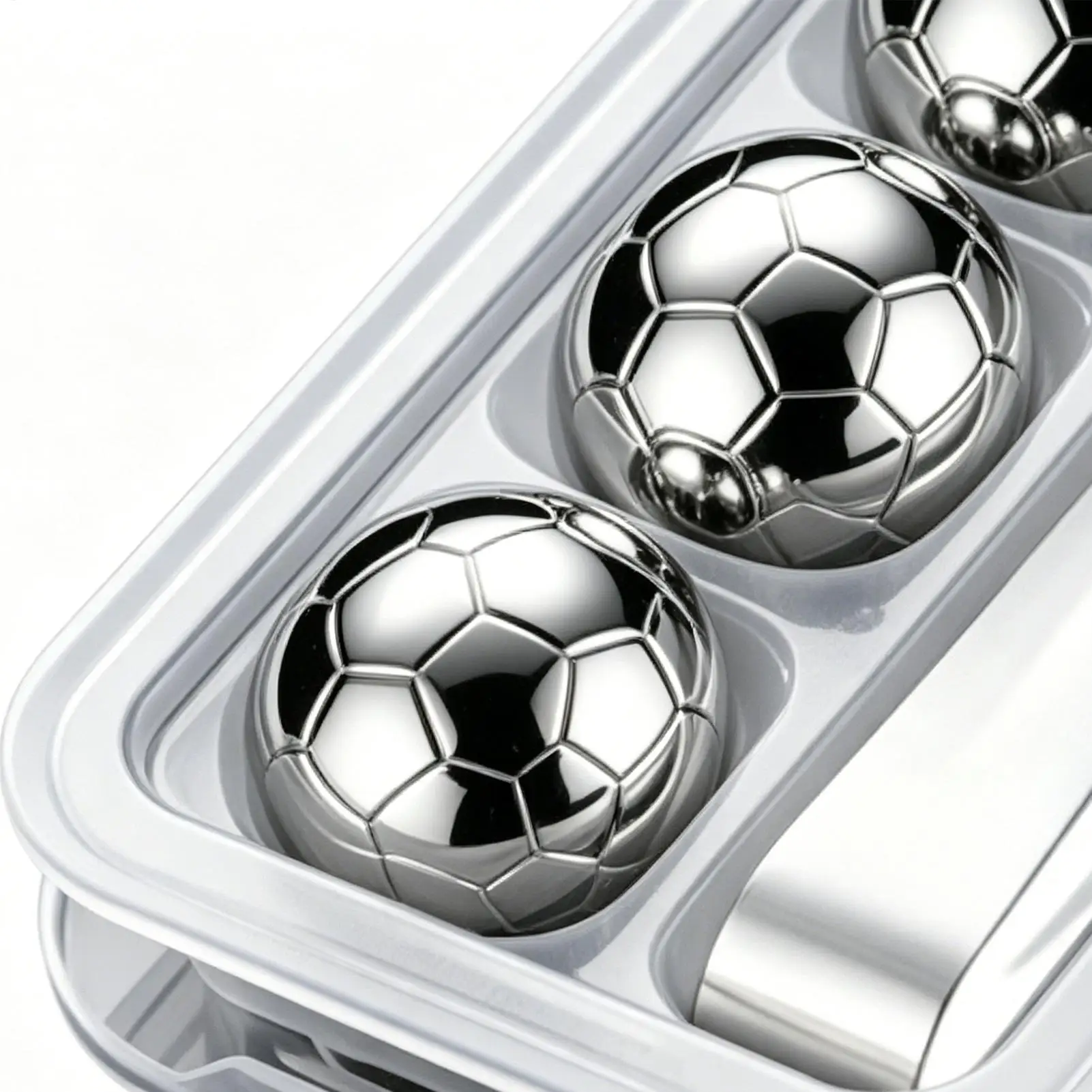 Metal Ice Cubes Reusable 4 Pieces Reusable Refreezable Round Football Metal Whiskey Stones Chilling Rocks For Housewarming - view 5