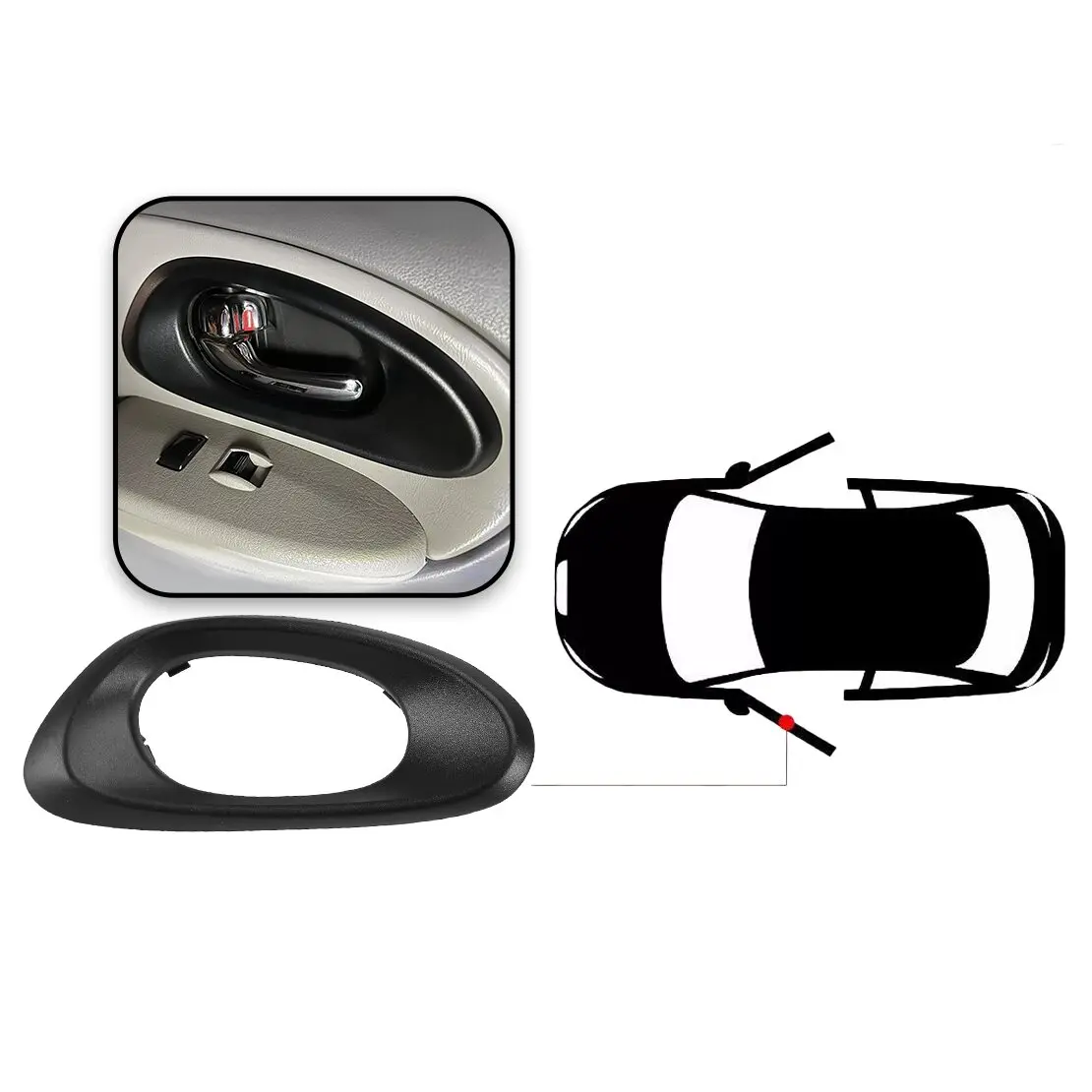 15214501 Car Front Left Inside Interior Door Handle Trim Fit For Chevrolet Trailblazer 2002-2009 Black Plastic
