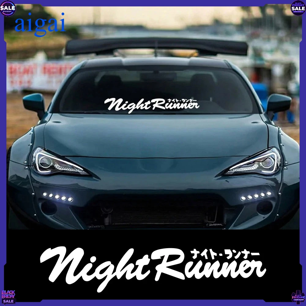 Car Sticker Japanese JDM Racing Sticker Night Runner Front Windshield Waterproof Vinyl Film Decor Decals Auto Tuning Accessories