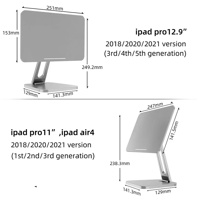 Imagem -04 - Suporte Multifuncional para Tablet com Ângulo Ajustável Desktop Magnético Apple Ipad Pro 11 129