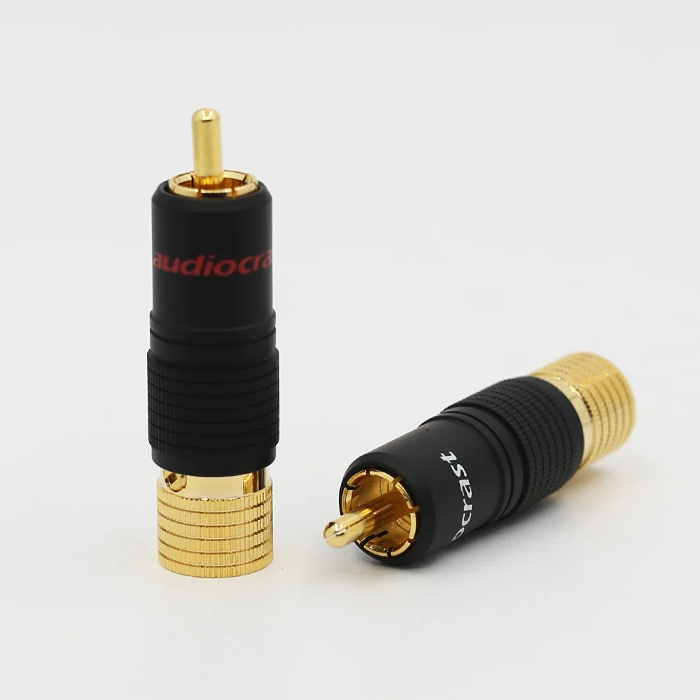 

Audiocrast 24K Gold Plated Screw Locking RCA Plug Audio Cable Speaker Connector Lockable adjustable