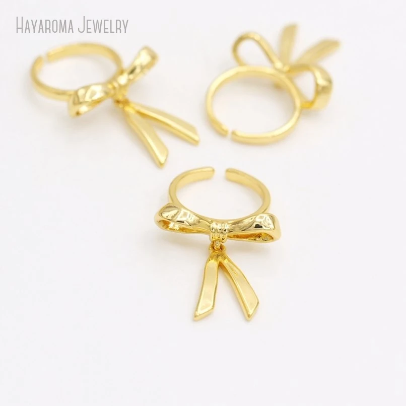 10Pcs Metal Wholesale Copper Bowknot Gold Color Ring RM51040